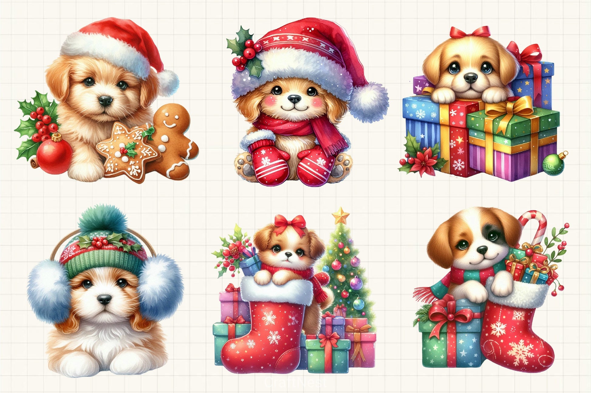 Christmas Puppy Clipart Bundle - CraftNest - Digital Crafting and Art