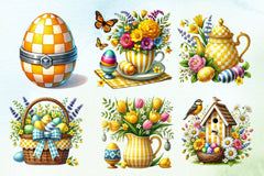 Yellow Easter Gingham Clipart Bundle 6 - CraftNest - Digital Crafting and Art