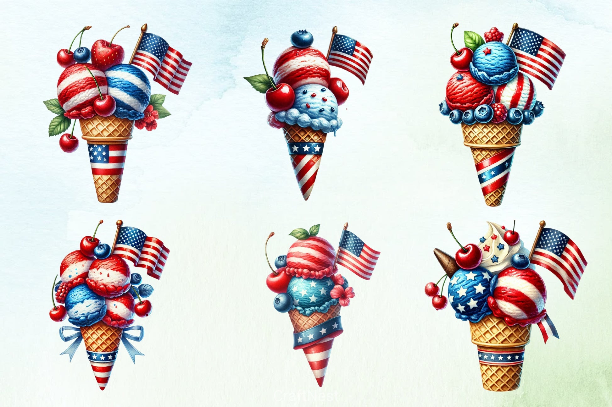 4th of July Candy Ice Cream Clipart Bundle 1 - CraftNest - Digital Crafting and Art