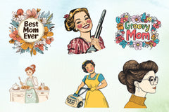 Retro Mother's Day Clipart Bundle - CraftNest - Digital Crafting and Art