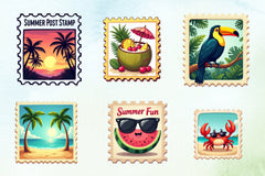 Summer Postage Stamp Clipart Bundle - CraftNest - Digital Crafting and Art