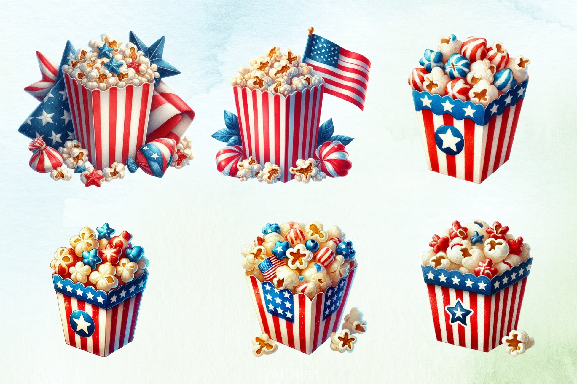 4th of July Popcorn Clipart Bundle 1 - CraftNest - Digital Crafting and Art