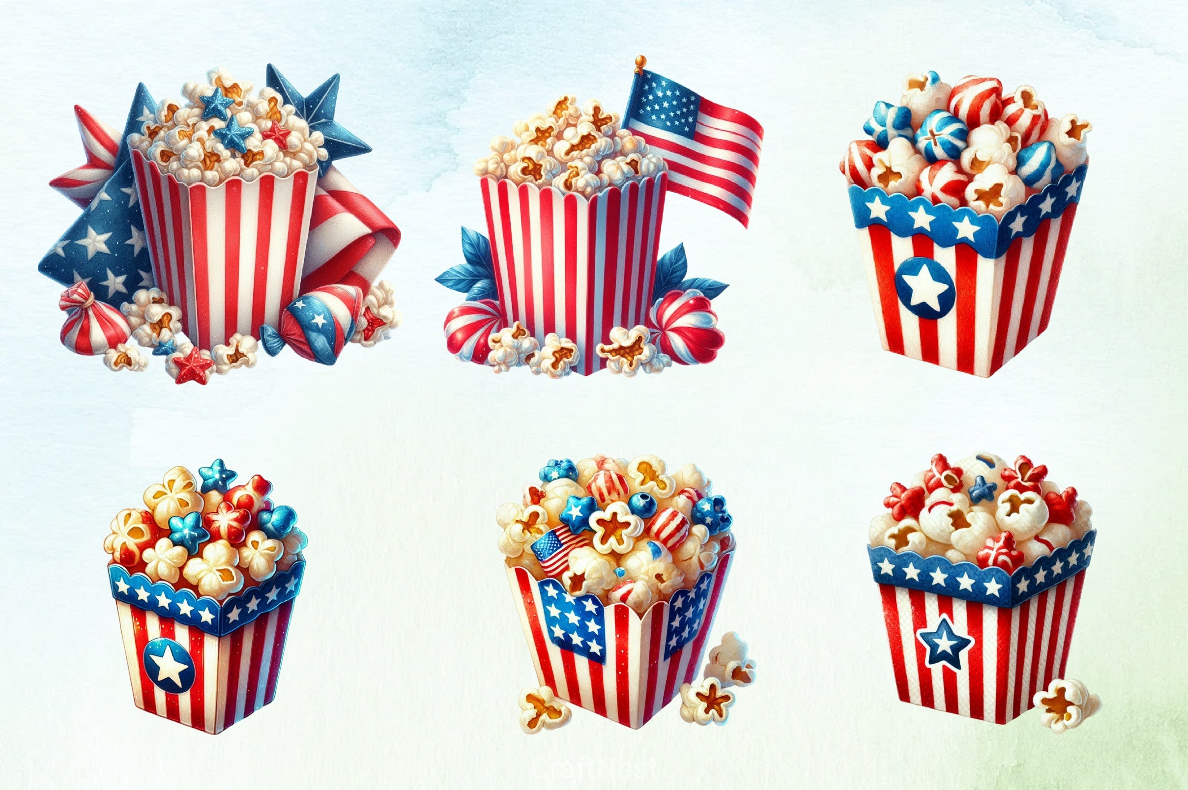 4th of July Popcorn Clipart Bundle 1 - CraftNest - Digital Crafting and Art