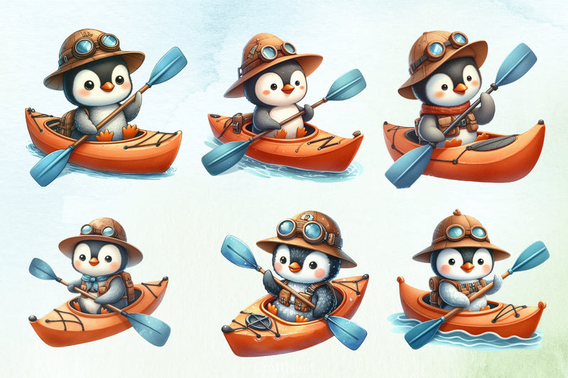 Penguin Rafting Clipart Bundle - CraftNest - Digital Crafting and Art