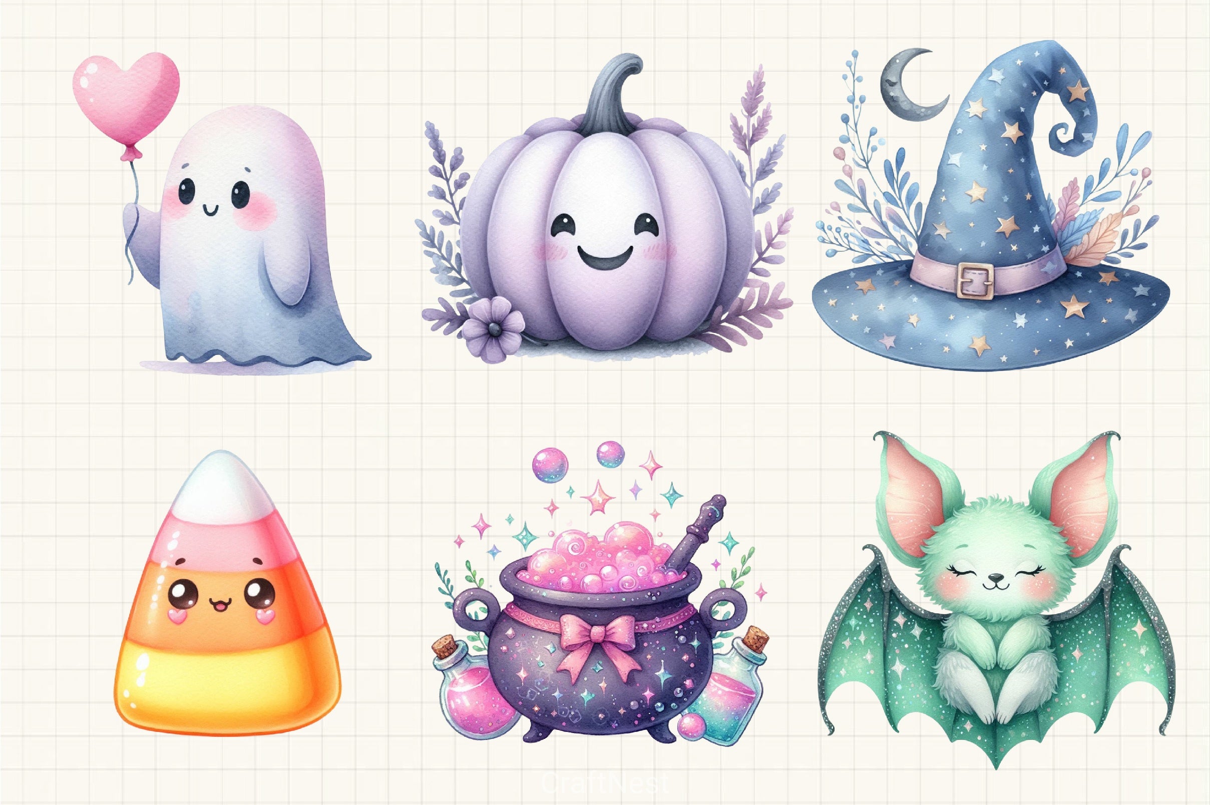 Pastel Halloween Clipart Bundle - CraftNest - Digital Crafting and Art