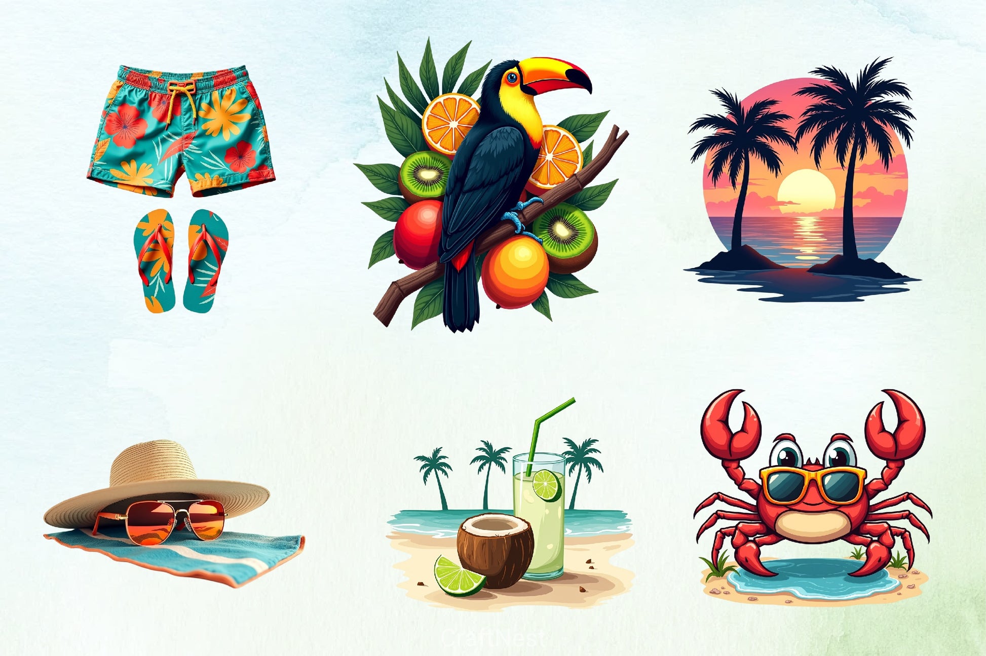 Hawaiian Summer Clipart Bundle 2 - CraftNest - Digital Crafting and Art