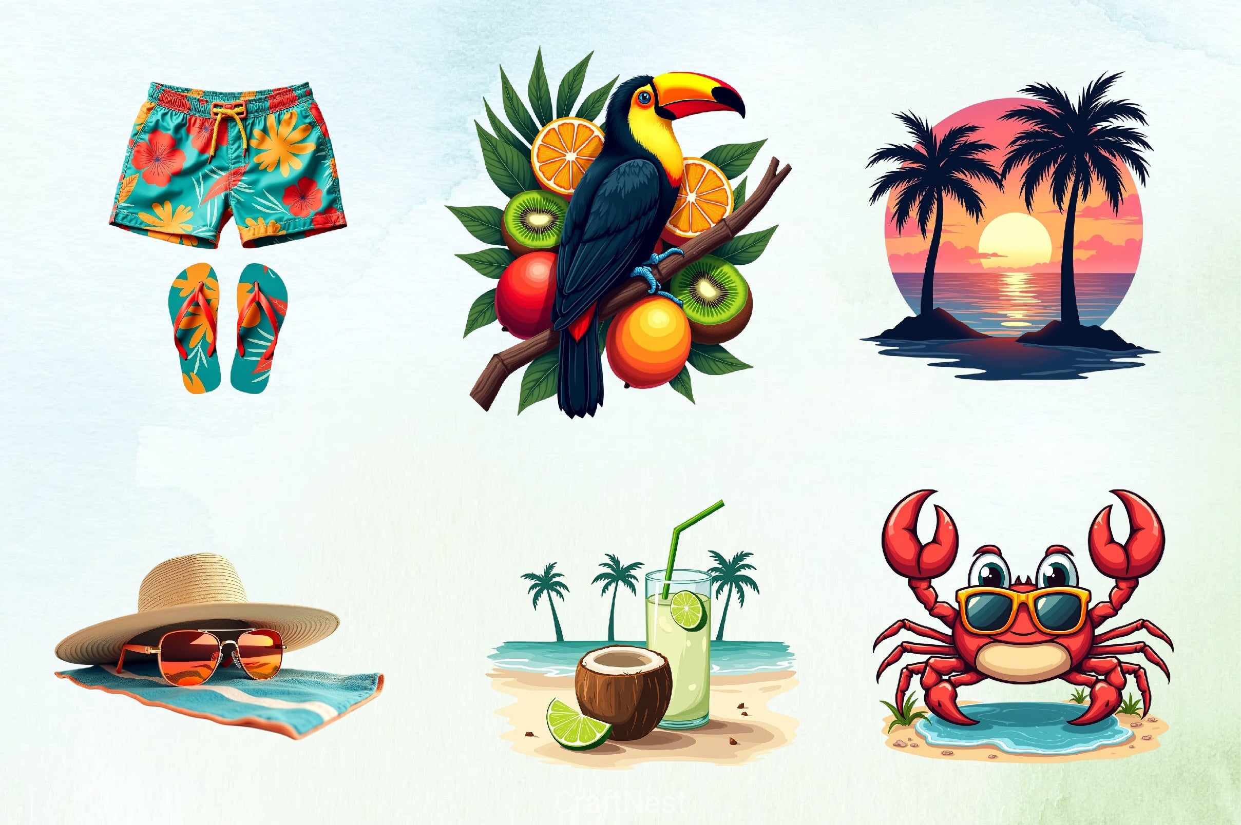 Hawaiian Summer Clipart Bundle 2 - CraftNest - Digital Crafting and Art
