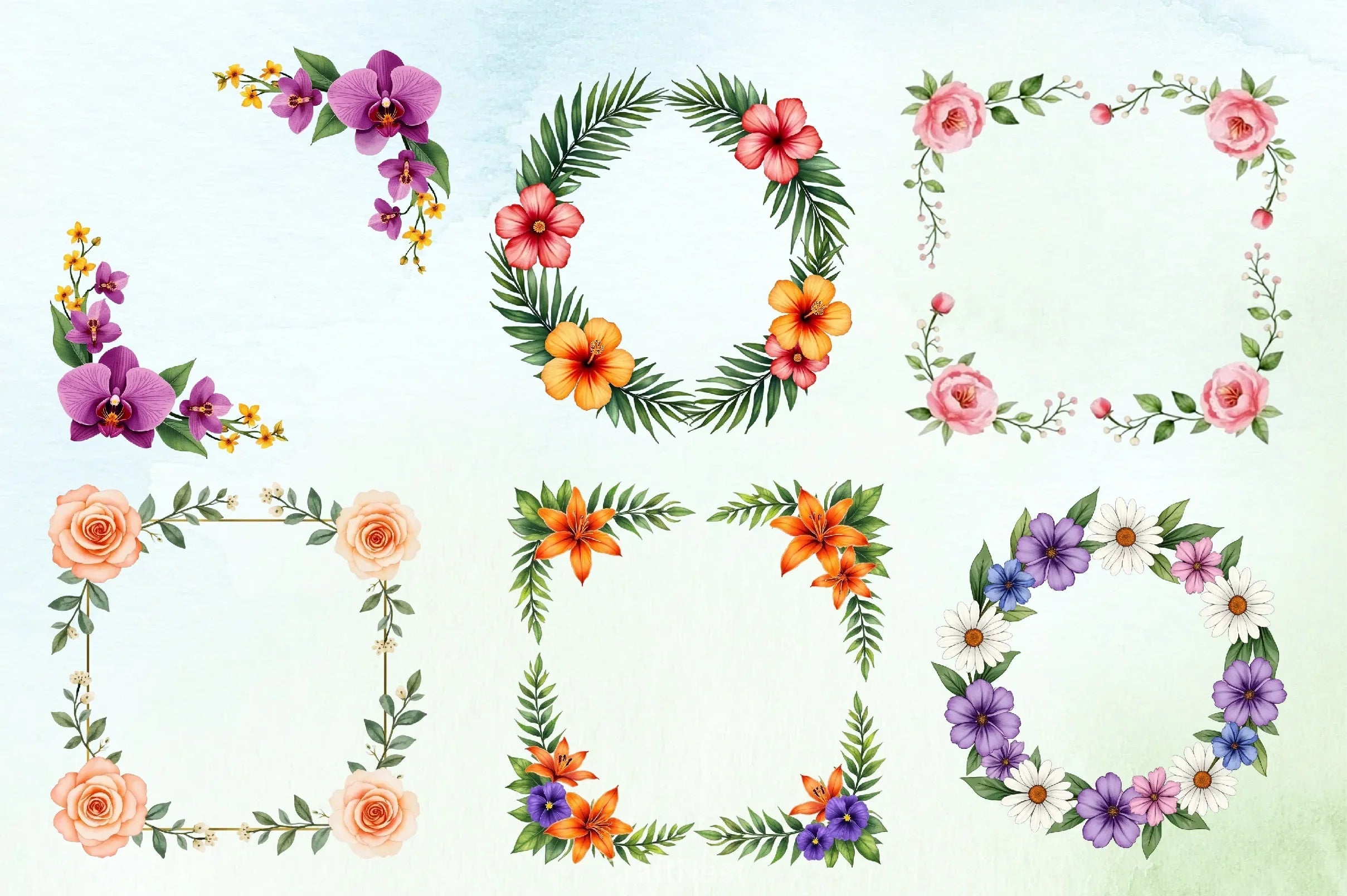 Floral Border Frame Clipart Bundle - CraftNest - Digital Crafting and Art