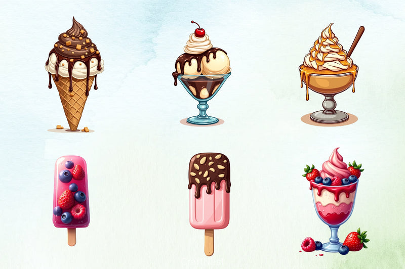 Ice Cream Clipart Bundle 3 - CraftNest - Digital Crafting and Art