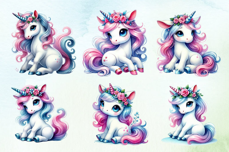 Baby Unicorn Clipart Bundle 3 - CraftNest - Digital Crafting and Art