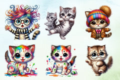 Cute Funny Cat Clipart Bundle - CraftNest - Digital Crafting and Art