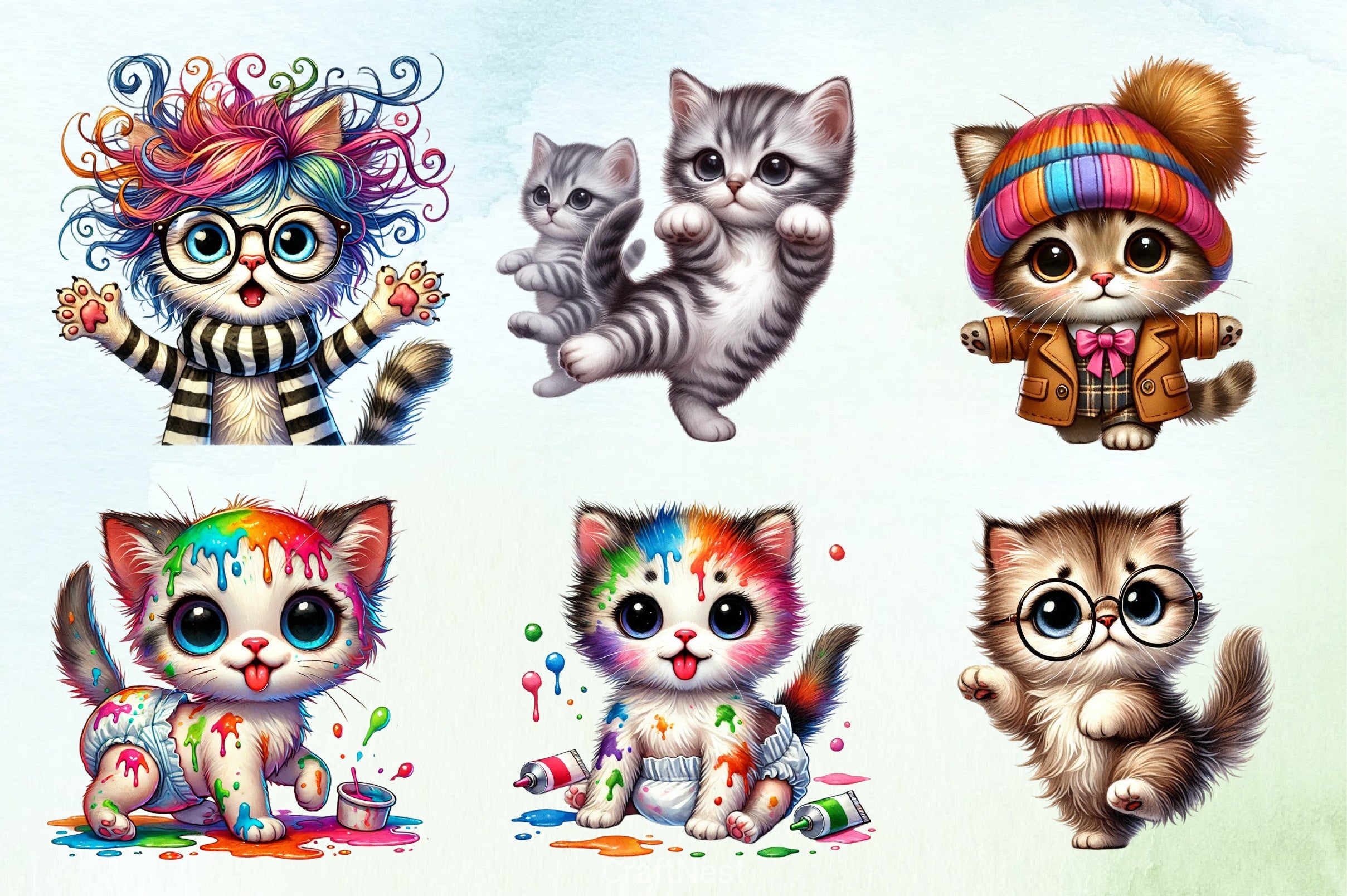 Cute Funny Cat Clipart Bundle - CraftNest - Digital Crafting and Art