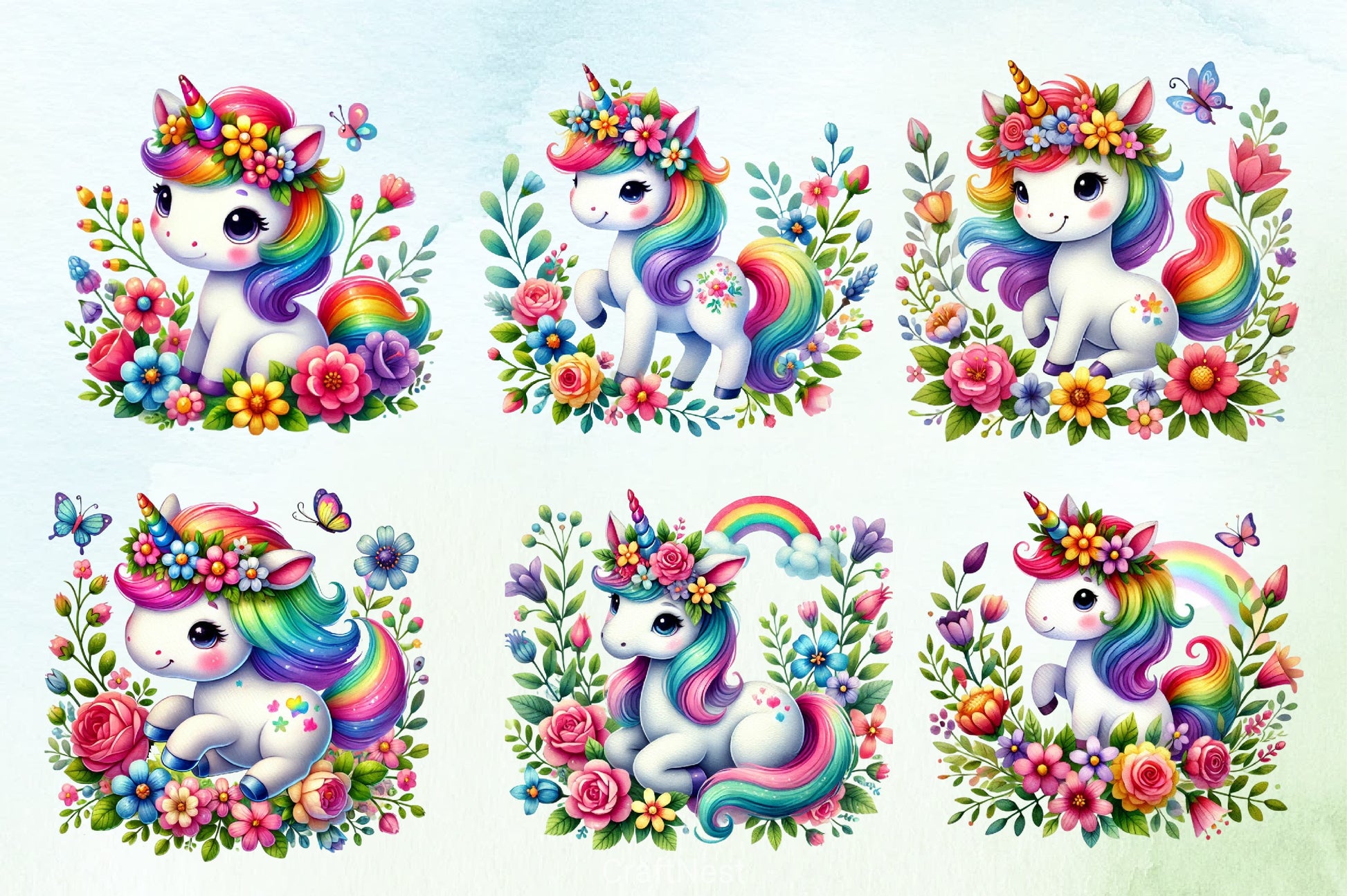 Colorful Magical Unicorn Clipart Bundle - CraftNest - Digital Crafting and Art