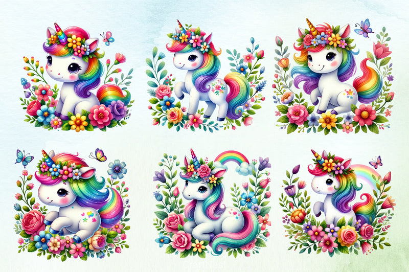 Colorful Magical Unicorn Clipart Bundle - CraftNest - Digital Crafting and Art