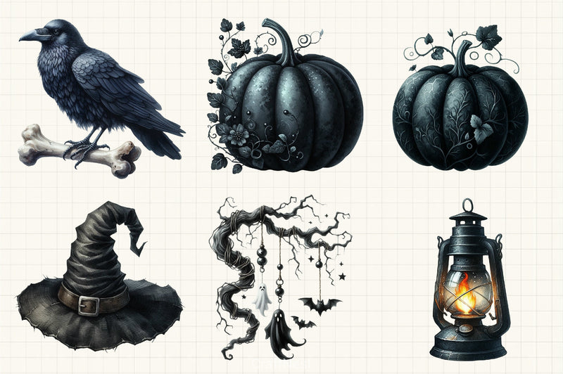 Dark Black Halloween Clipart Bundle - CraftNest - Digital Crafting and Art