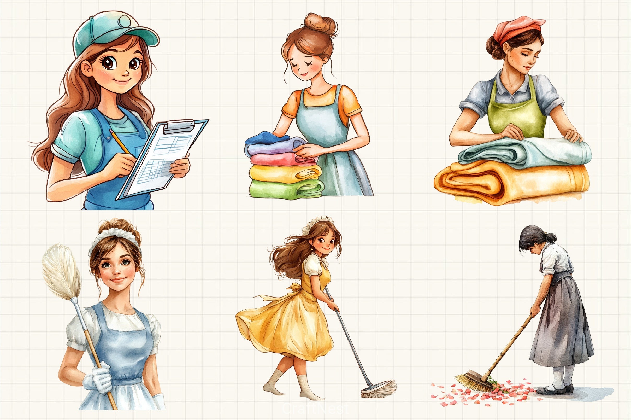 Housekeeper Clipart Bundle - CraftNest - Digital Crafting and Art