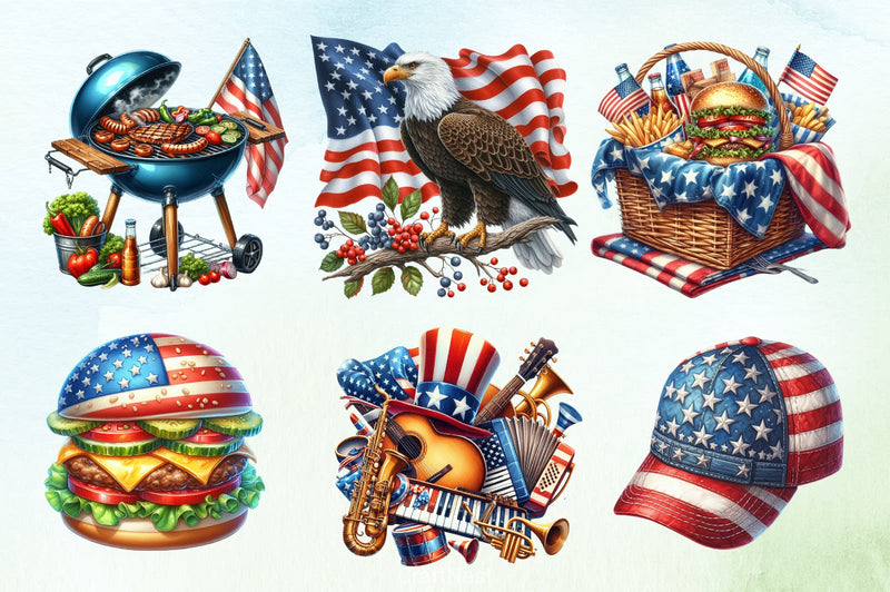 4th of July Independence Day Clipart Bundle - CraftNest - Digital Crafting and Art