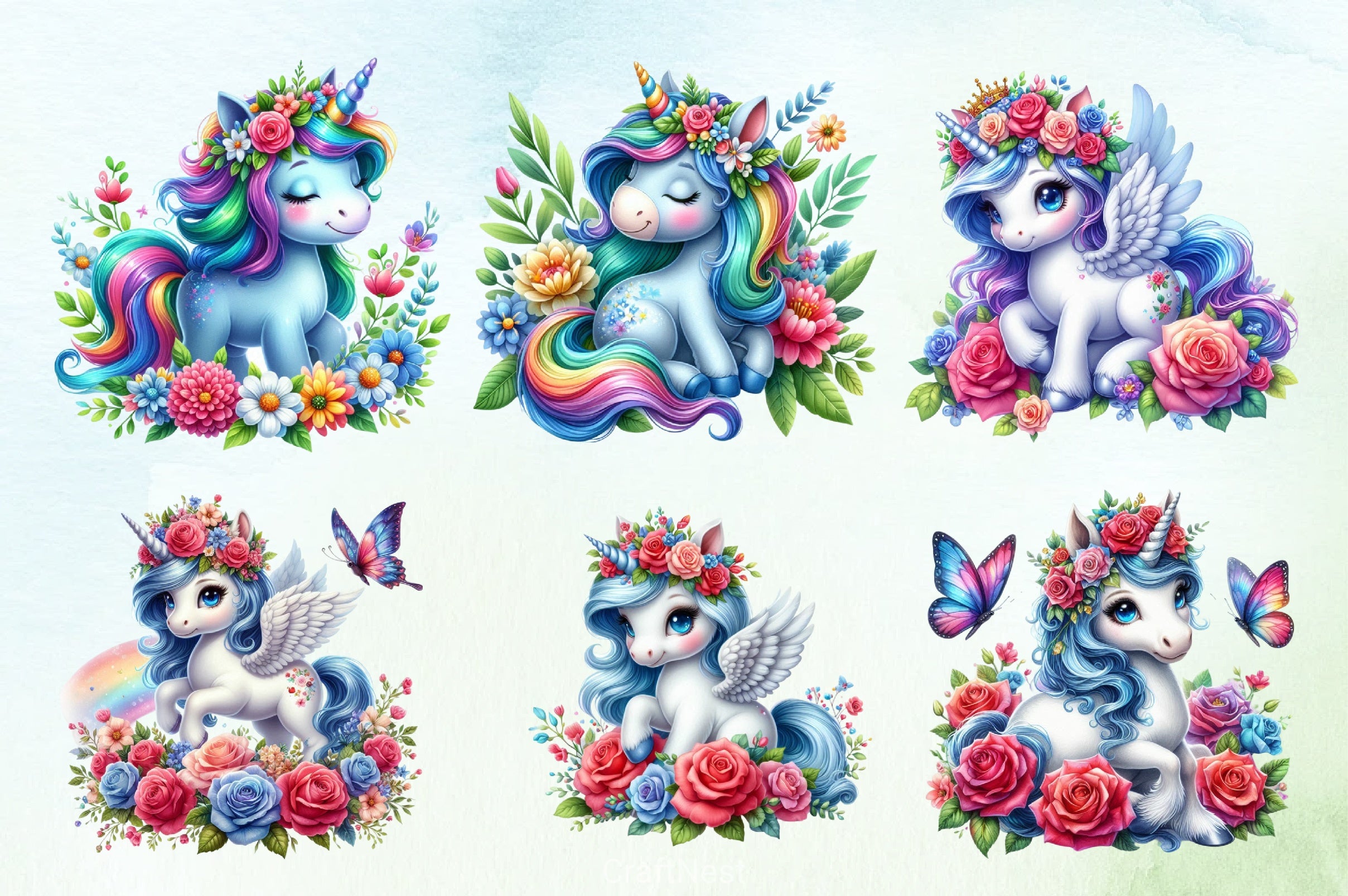 Baby Unicorn Clipart Bundle 4 - CraftNest - Digital Crafting and Art