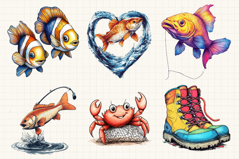 Fishing Clipart Bundle 1 - CraftNest - Digital Crafting and Art