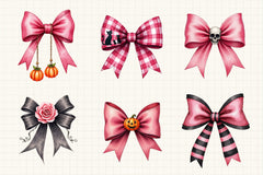 Charm Pink Halloween Bow Clipart Bundle - CraftNest - Digital Crafting and Art
