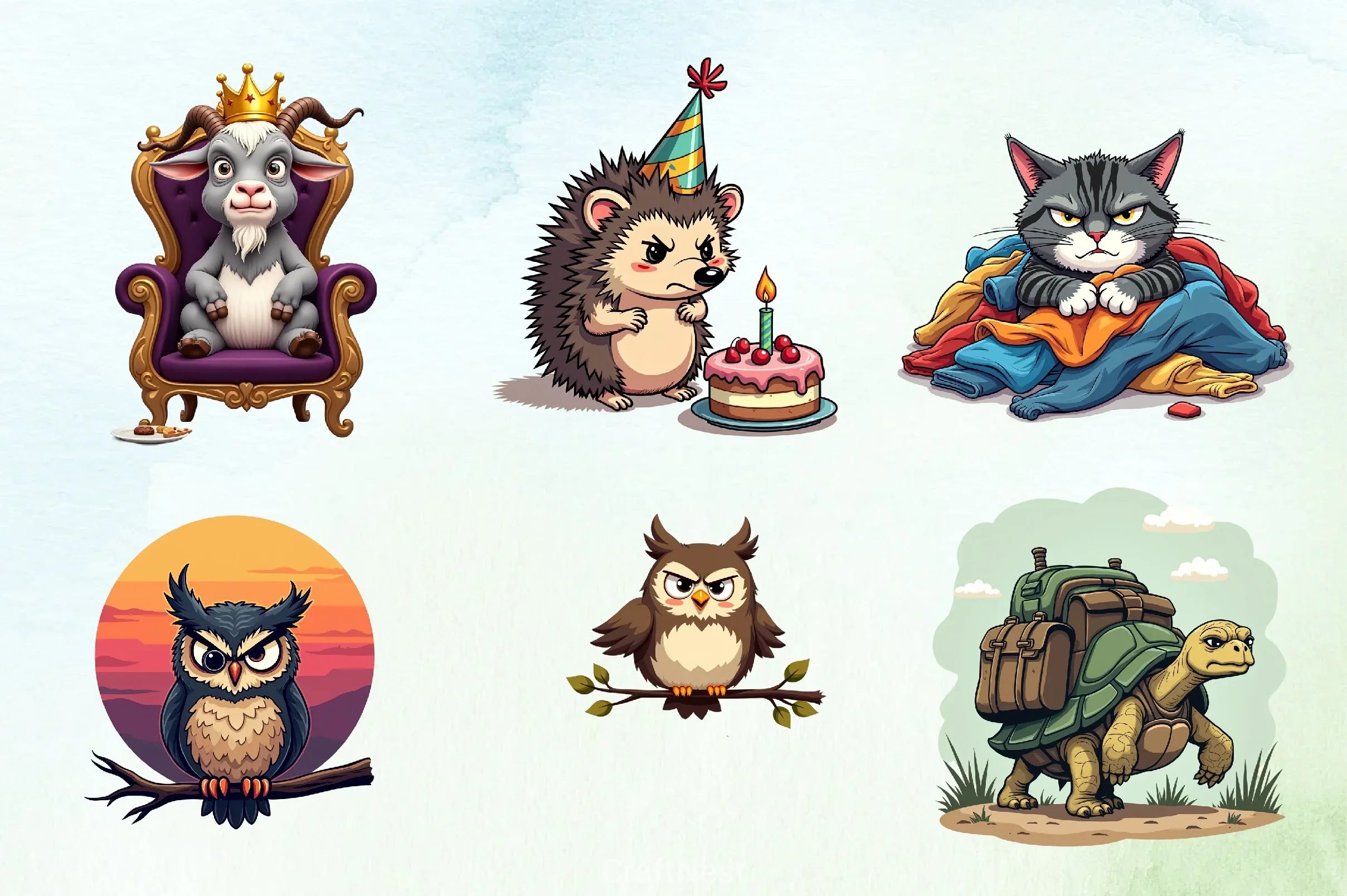 Grumpy Animals Clipart Bundle  5 - CraftNest - Digital Crafting and Art