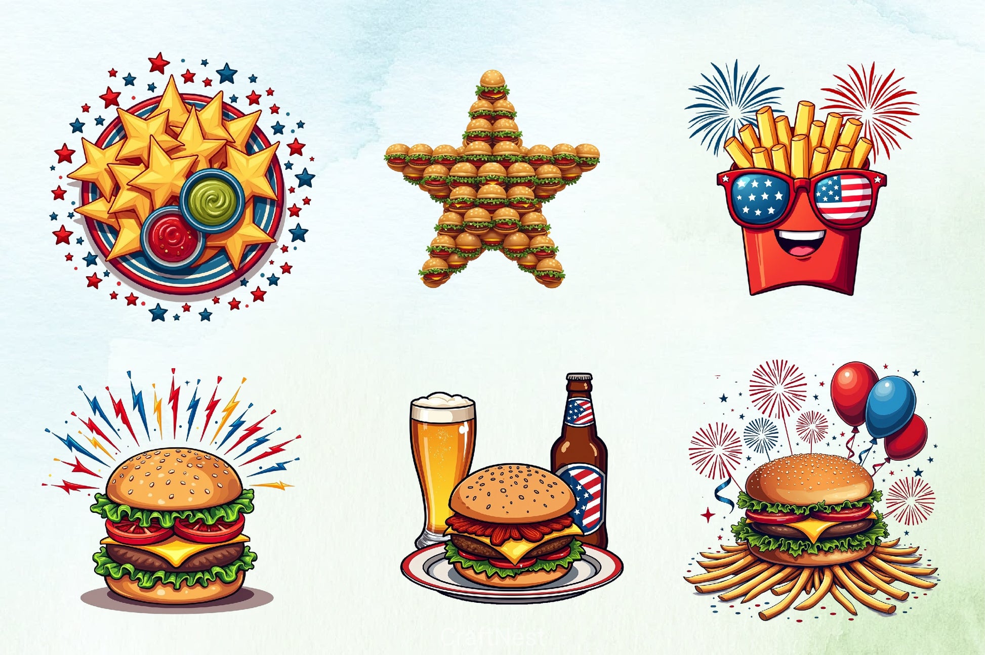 4th of July Fast Food Clipart Bundle - CraftNest - Digital Crafting and Art