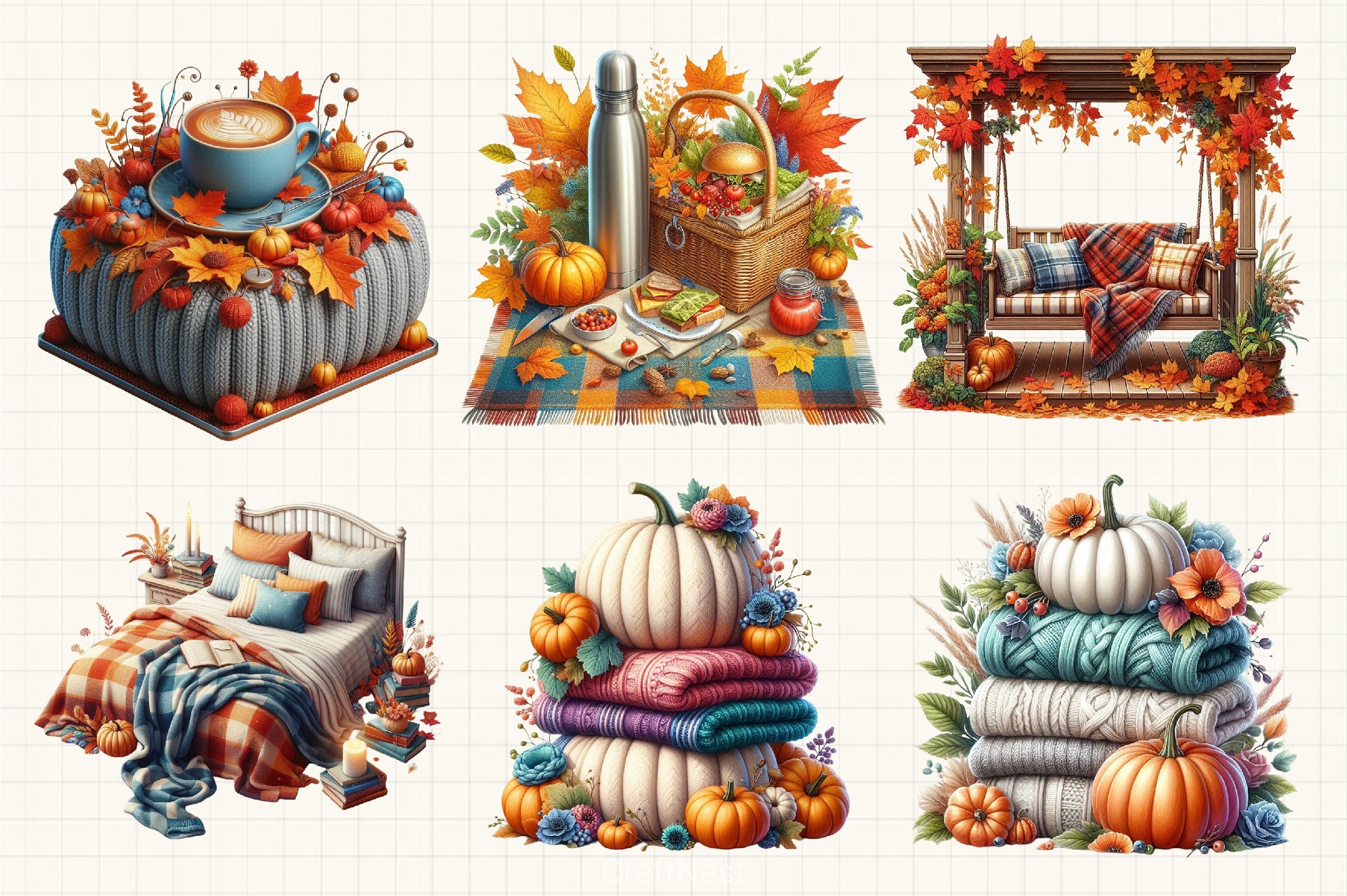 Cozy Fall Clipart Bundle - CraftNest - Digital Crafting and Art
