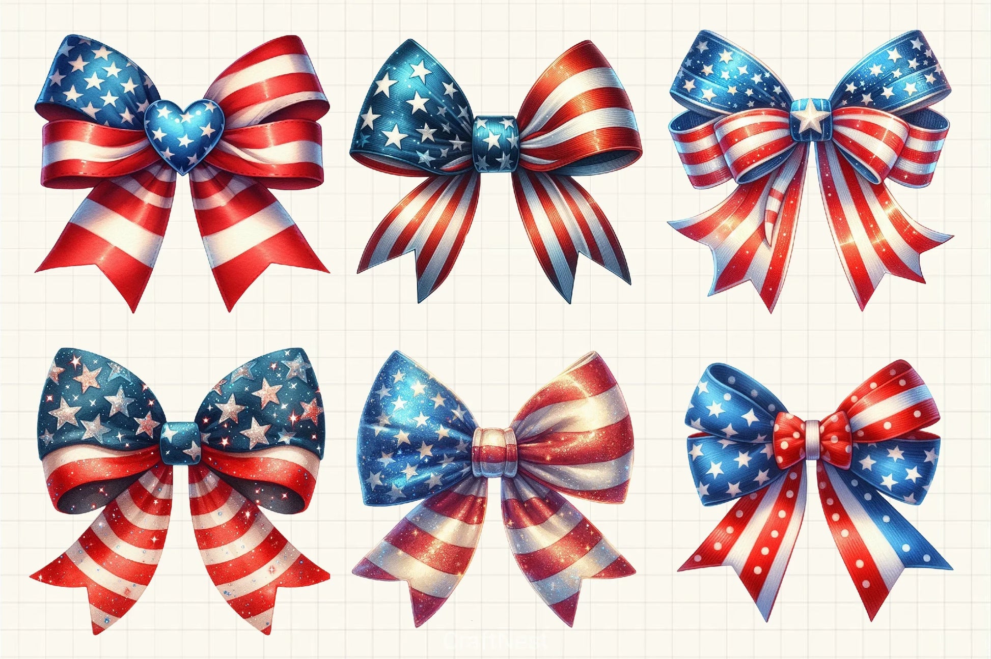 4th of July Bow Clipart Bundle 5 - CraftNest - Digital Crafting and Art