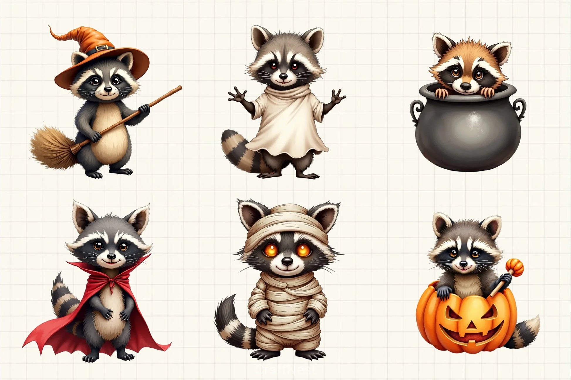 Halloween Raccoon Clipart Bundle 5 - CraftNest - Digital Crafting and Art
