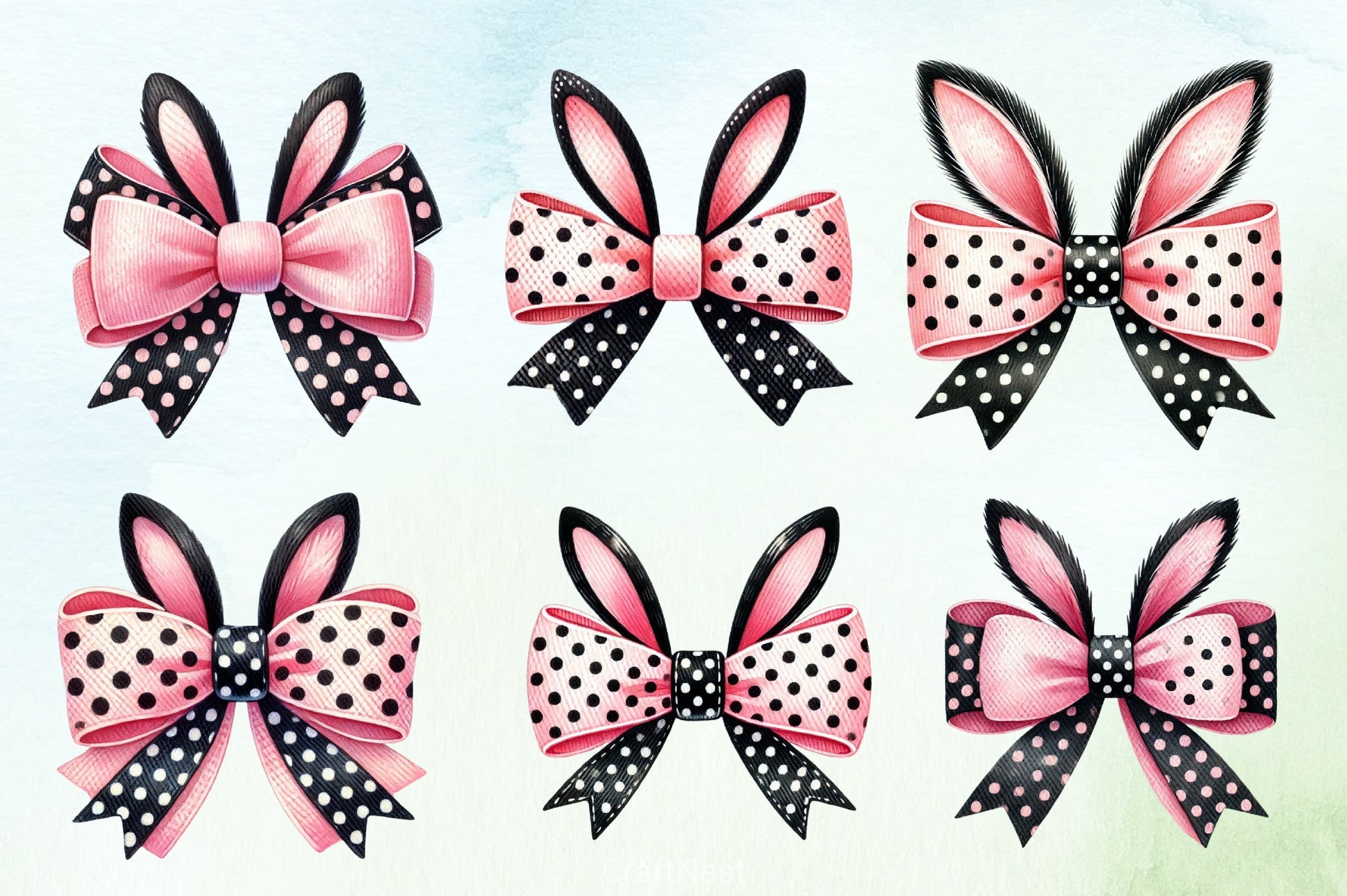 Easter Bunny Bow Clipart Bundle 3 - CraftNest - Digital Crafting and Art