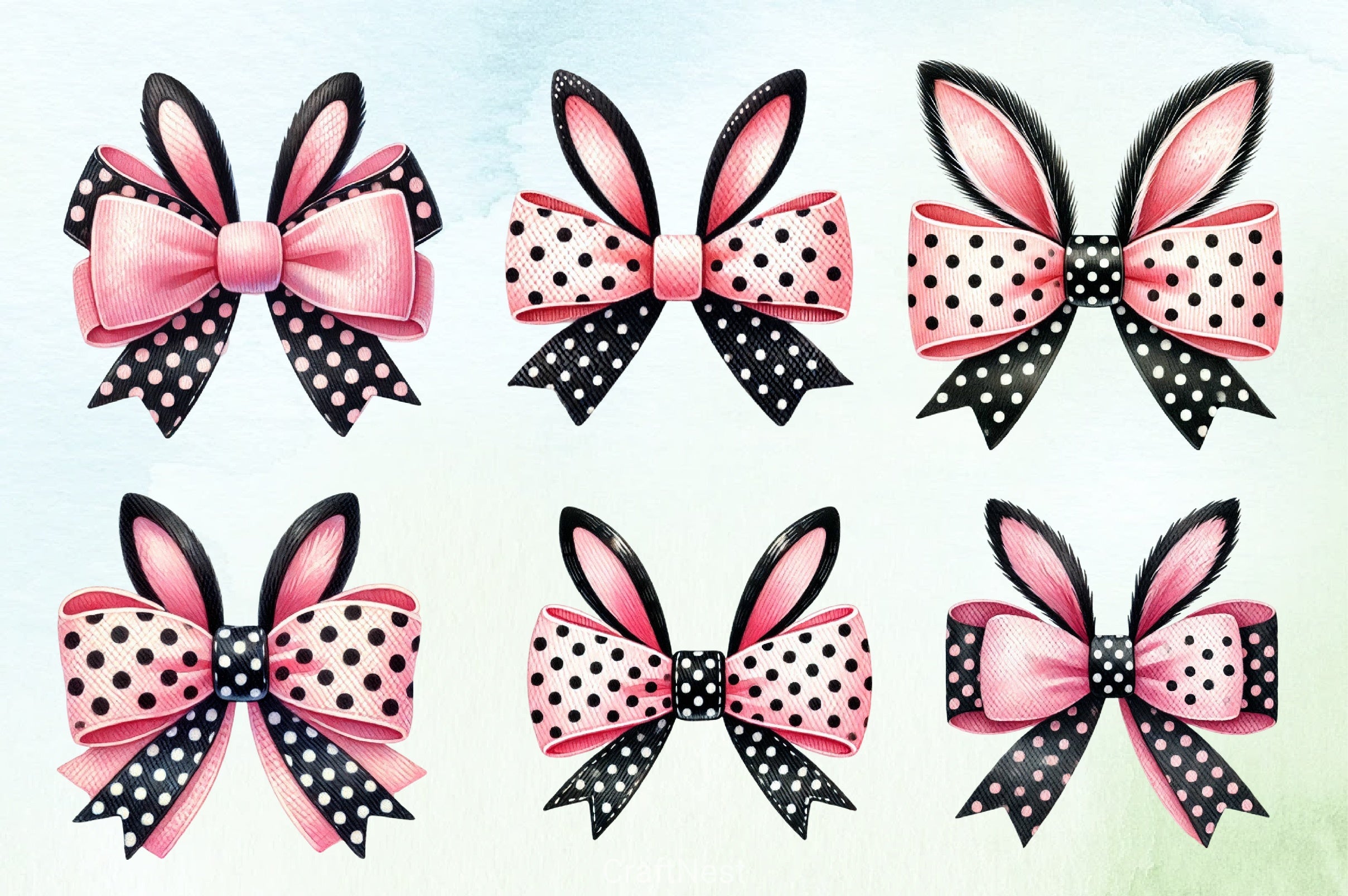 Easter Bunny Bow Clipart Bundle 3 - CraftNest - Digital Crafting and Art