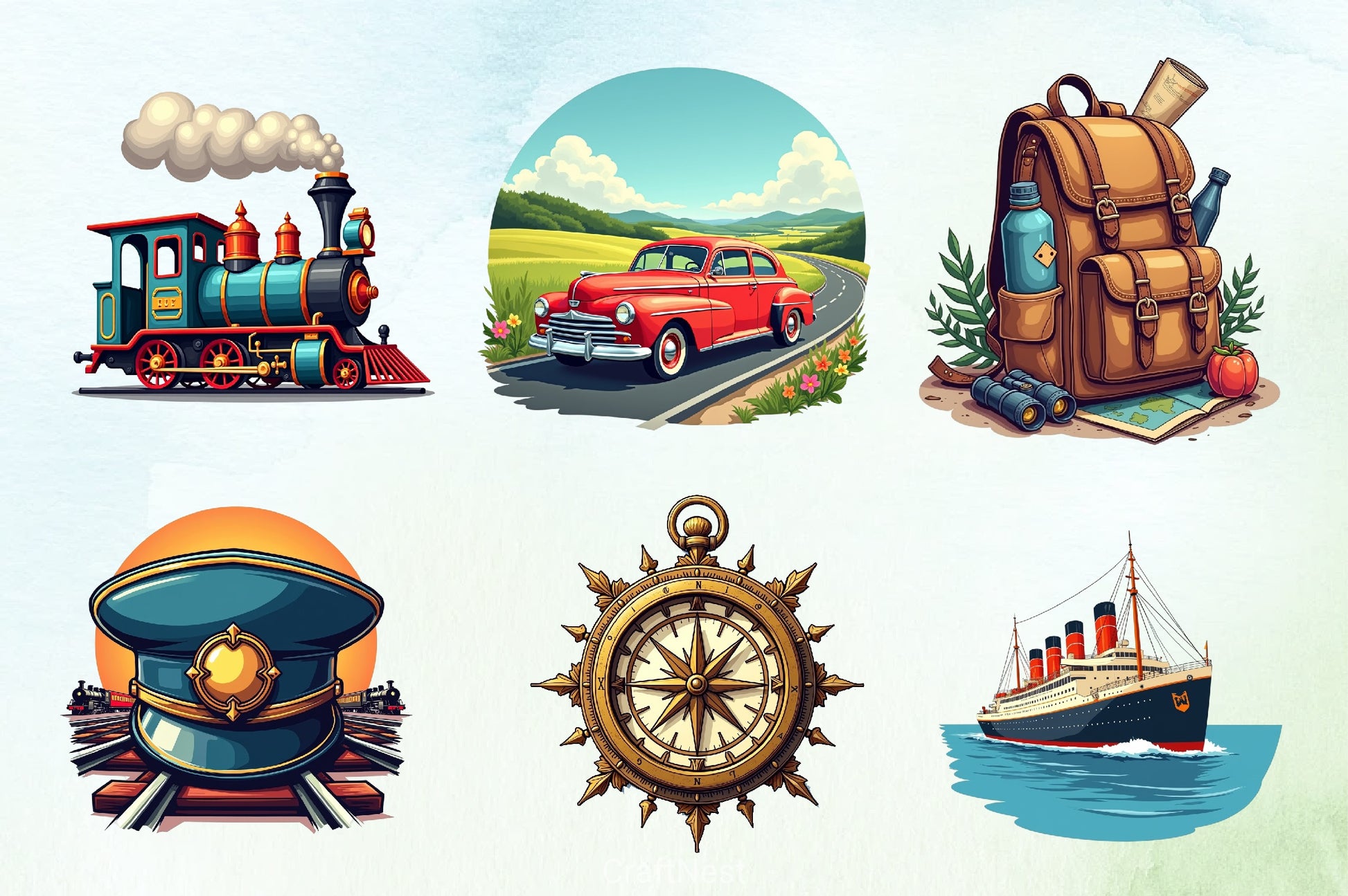 Vintage Travel Clipart Bundle 4 - CraftNest - Digital Crafting and Art