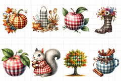 Gingham Autumn Clipart Bundle 4 - CraftNest - Digital Crafting and Art