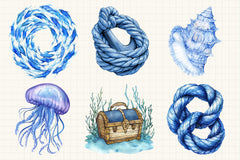 Blue Nautical Clipart Bundle 5 - CraftNest - Digital Crafting and Art