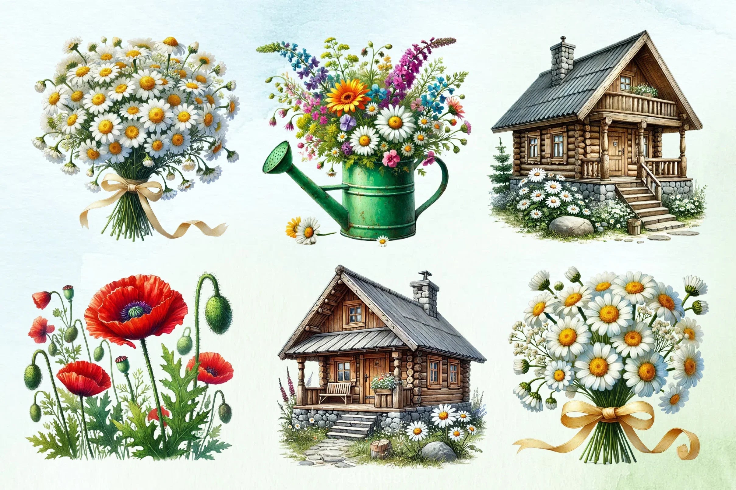 Spring Meadow Poppies Clipart Bundle 8 - CraftNest - Digital Crafting and Art