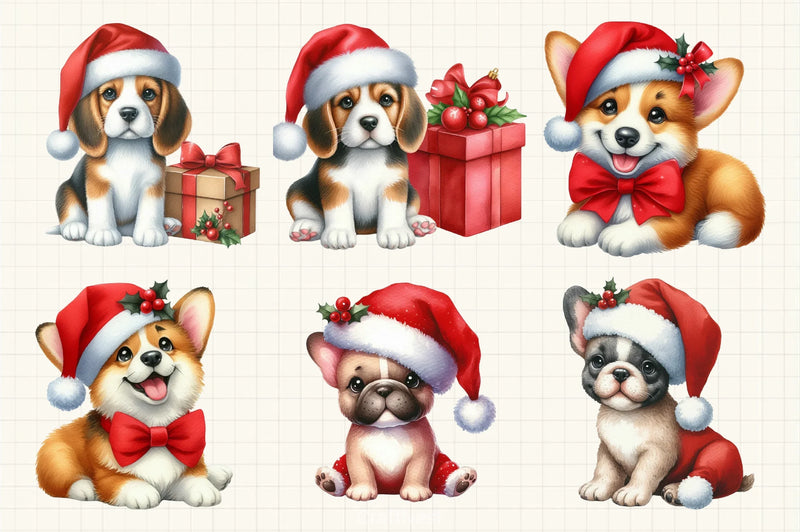 Dogs With Santa Hat Clipart Bundle - CraftNest - Digital Crafting and Art