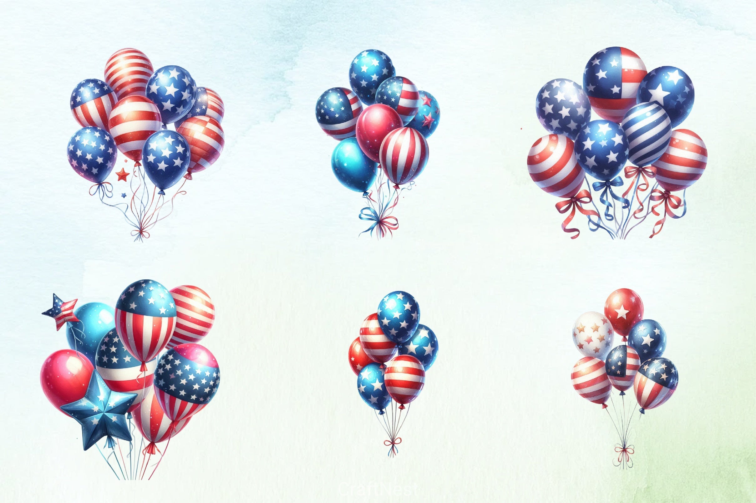 American 4th of July Balloons Clipart Bundle - CraftNest - Digital Crafting and Art