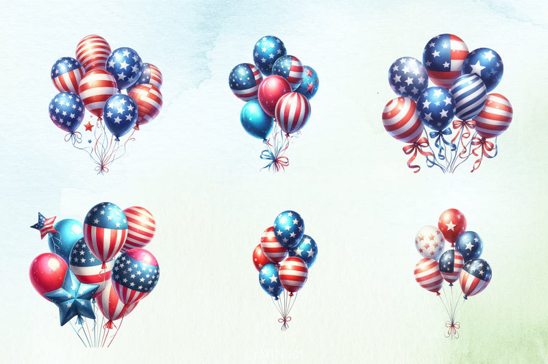 American 4th of July Balloons Clipart Bundle - CraftNest - Digital Crafting and Art