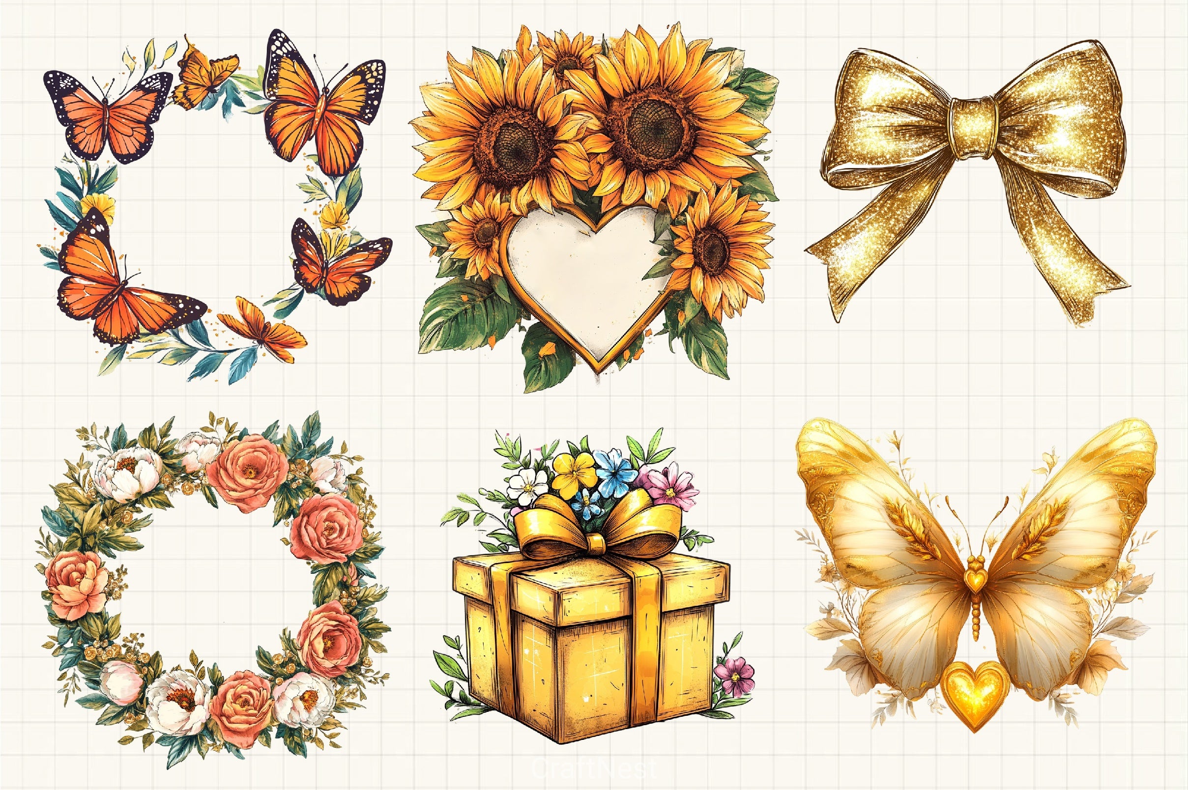 Golden Mother's Day Clipart Bundle - CraftNest - Digital Crafting and Art