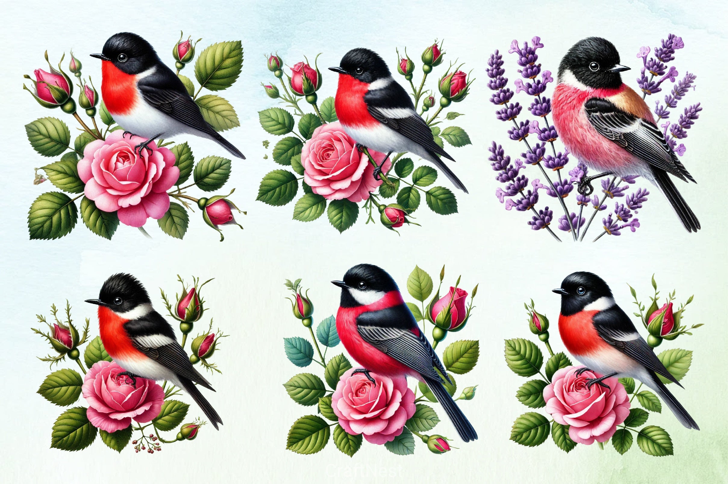Spring Grosbeak Clipart Bundle - CraftNest - Digital Crafting and Art