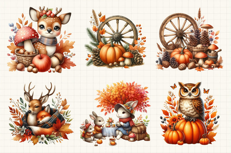 Fall Woodland Clipart Bundle - CraftNest - Digital Crafting and Art