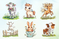 Cute Spring Farm Animals Clipart Bundle - CraftNest - Digital Crafting and Art