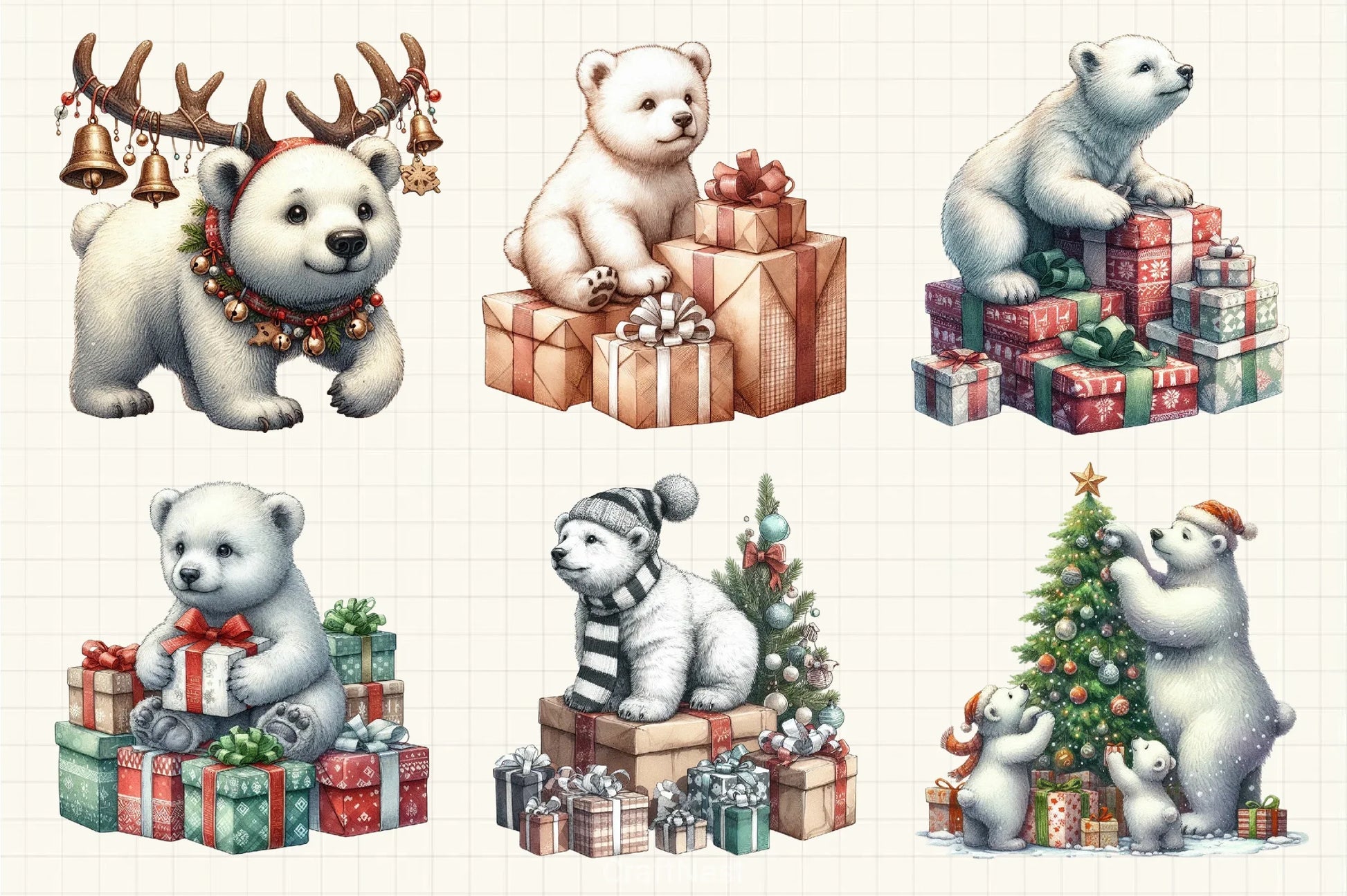 Christmas Polar Bear Clipart Bundle - CraftNest - Digital Crafting and Art