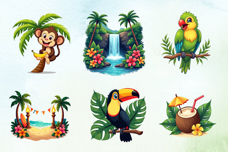 Hawaiian Summer Clipart Bundle 1 - CraftNest - Digital Crafting and Art