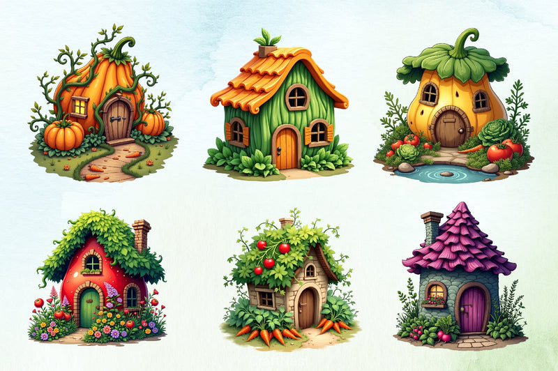 Fantasy Garden Houses Clipart Bundle - CraftNest - Digital Crafting and Art