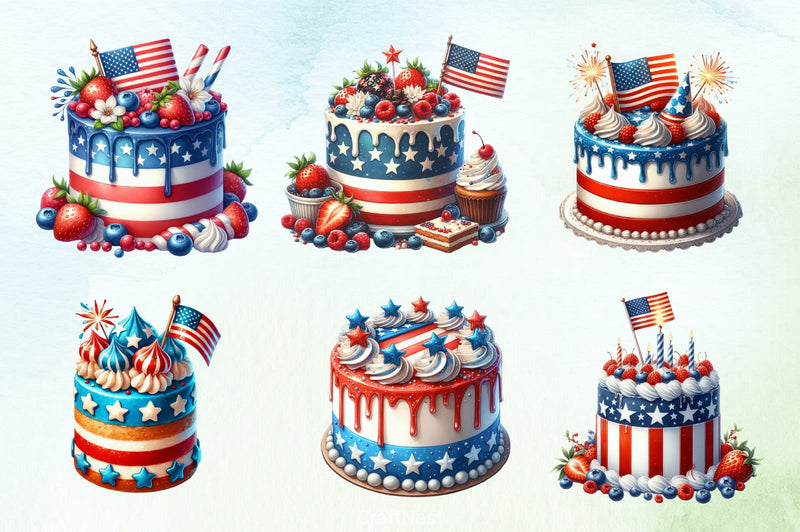 4th of July Cake Clipart Bundle - CraftNest - Digital Crafting and Art