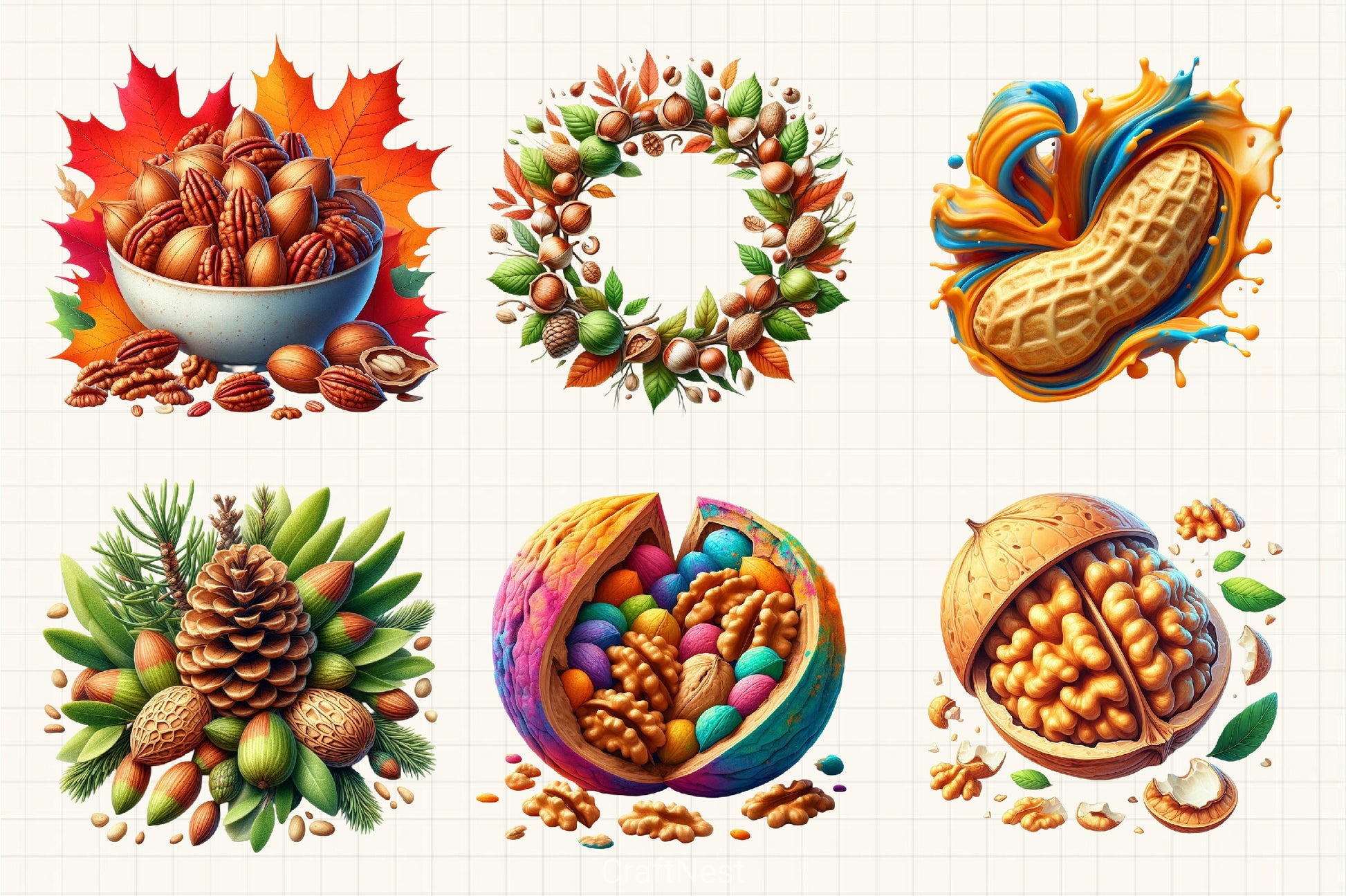 Nuts Clipart Bundle 4 - CraftNest - Digital Crafting and Art