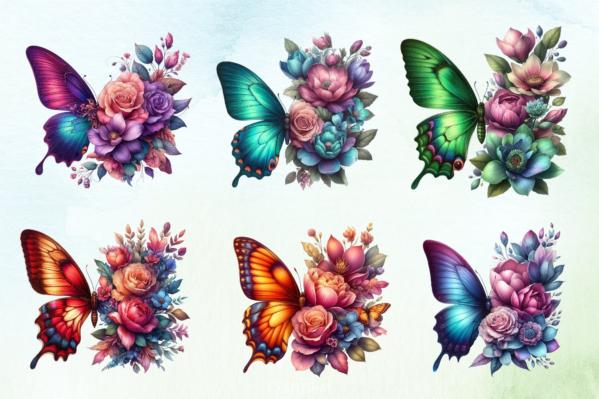 Butterfly Flowers Clipart Bundle 10 - CraftNest - Digital Crafting and Art
