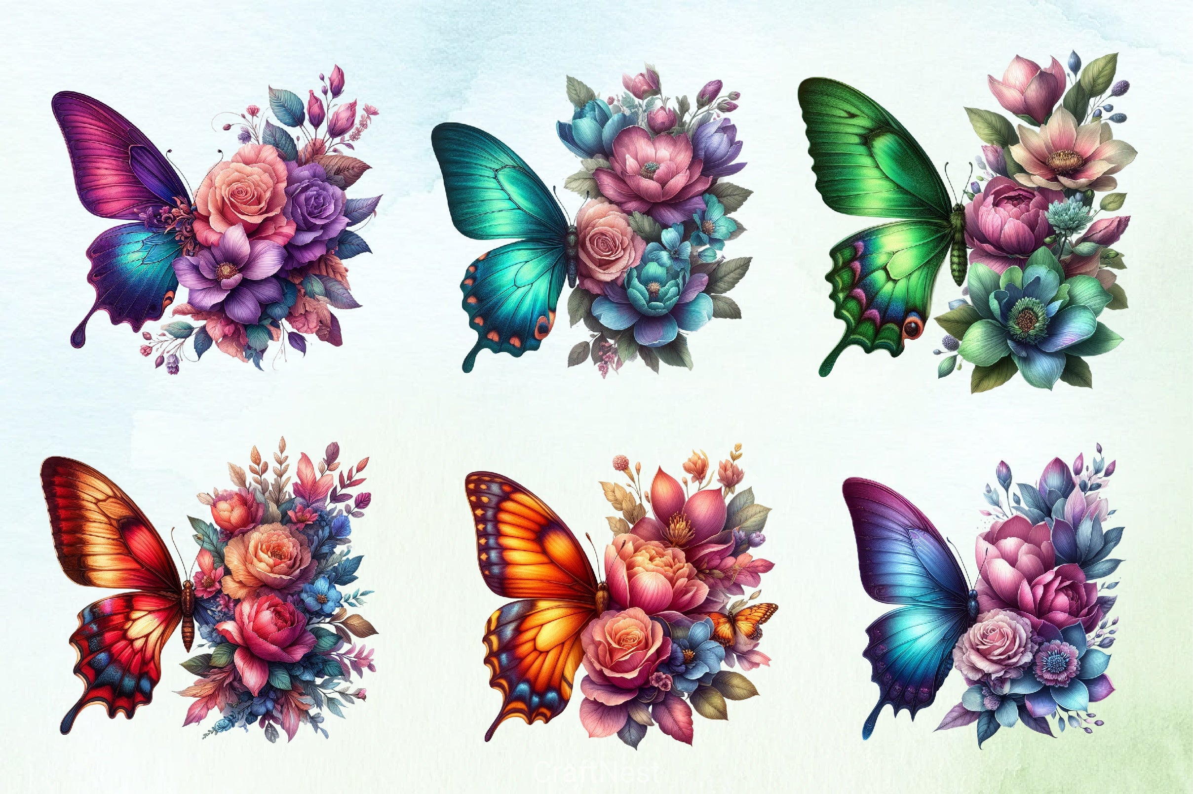 Butterfly Flowers Clipart Bundle 10 - CraftNest - Digital Crafting and Art