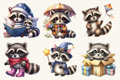 Cute Raccoon Clipart Bundle - CraftNest - Digital Crafting and Art